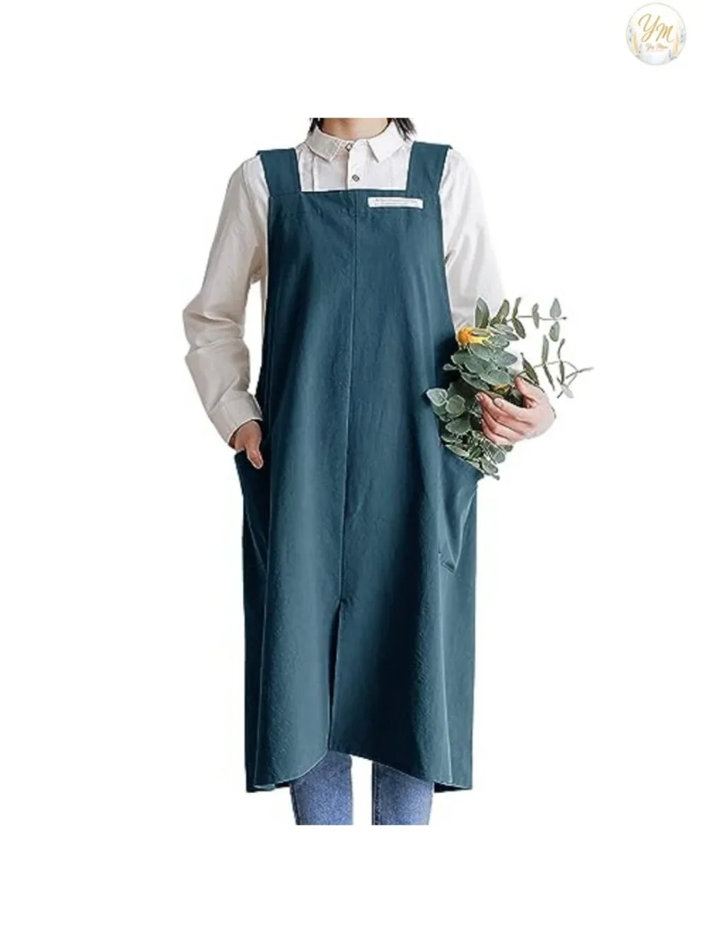 100% Cotton Cross-Back Apron with Pockets, Unisex One Size
